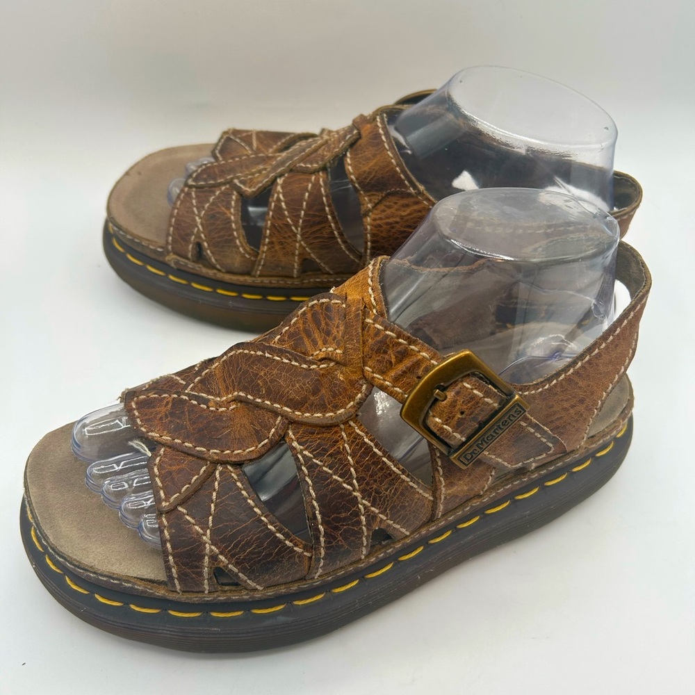 Vtg Dr. Martens Sandals Twist Fisherman Platform Women’s 8 & 9 Brown 90’s Grunge - Picture 2 of 13
